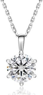 KRKC Moissanite Necklace for Women, 0.5-3CT Lab-Grown Diamond Solitaire Pendant Necklace, 14K White Gold S925 Sterling Silver for Birthday Engagement Wife Mom