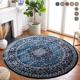 renoazul® Door Mat, Washable Kitchen Mats Traditional Non Shed Vintage Door Matt Indoor, Front Door Entrance Carpet Runner Small Floor Mat - 60 X 110 Cm - Rome Blue