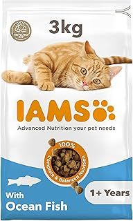 IAMS Complete Dry Cat Food for Adult 1+ Cats with Ocean Fish 3 kg,Packaging may vary