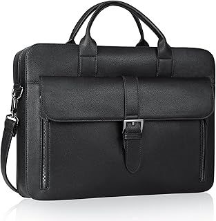 Estarer Mens Leather Laptop Briefcase 15.6 Inch Large Satchel Messenger Bag for Work Office Travel Gifts for Him