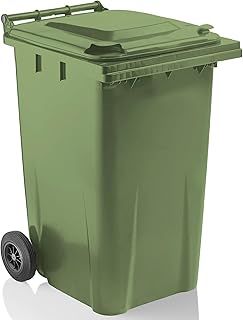 Green Household Wheelie Bin Large 240 Litre Standard Size Bin Including Rubber Wheels & Lid