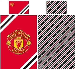 FOCO Officially Licensed Manchester United FC Football Core Strip Single Duvet Cover Bedding Set