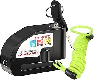 110dB Alarm Disc Brake Lock Black + Free Carry Pouch and 1.5M Reminder Cable Anti-Theft Motorcycle Motorbike Security Lock