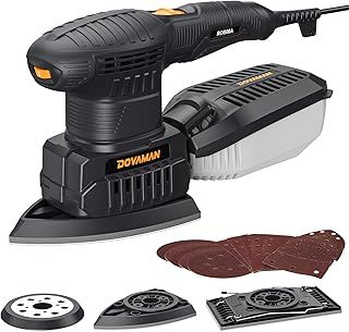 ROS06A 3-in-1 Multi-Function Sander, 200W Multi Sander Tool, 6 Speeds, 15 Sandpapers, Low Vibration, Dust Collection, Electric Sheet/Orbital/Detail Sander for Wood and Steel Surfaces