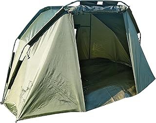 KINGCARP - 1 Man Bivvy Fishing Tent Shelter Waterproof 210D - Quick Set Up, Insect Mesh Front Door PVC Viewing Panels - Heavy Duty Groundsheet, Poles, Pegs & Bag [25-1711]