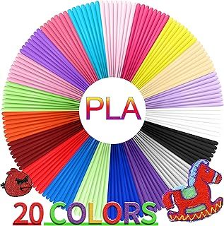 3D Pen Filament Refills, 20 Colors 1.75mm PLA Threads, Each Color 5 Metres,Total 100 Metres with 2 Finger Caps, Compatible with SCRIB3D MYNT3D 3D Pen (3D Pen Not Included)