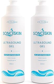 SONOSKIN Ultrasound Conductive Gel CIT, MIT and Paraben Free - Pack of 2 250ml Bottles