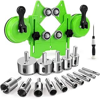 Diamond Hole Saw Kit 17PCS tile hole cutter with Double Suction Cups Hole Saw Guide Jig Fixture from 4mm-83mm Diamond Hole Cutters for Tiles for Ceramic, Glass, Tile, Porcelain, Marble, Granite