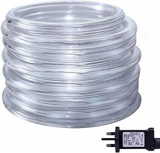 ANSIO® Christmas Lights 100 LED 10m Cool White Rope Lights, Indoor & Outdoor with 8 Modes for Christmas Decorations Garden & Party - Mains Powered
