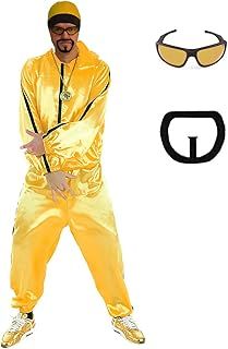 Mens 90s Rapper Fancy Dress Costume Shell Suit TV Comedy Tracksuit Rapper G Costume