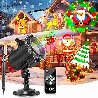 Halloween & Christmas Projector Lights - 64 LED Patterns, Waterproof Snowflake Projection Light with Remote Control for Indoor/Outdoor Use