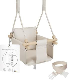 MAMOI® Wooden baby swing seat for toddlers, Indoor toddler swings chair from birth, Kids baby bouncer for garden, Child rocker swing set from 8 months