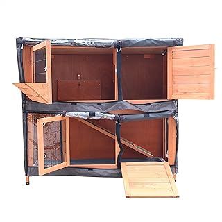 4ft 2-Tier Double Decker Rabbit/Guinea Pig Hutch Hutches with Sliding Trays & Ramp Run Hutches Cage Guinea Pig Ferret House Home Double Decker HUTCH COVER ONLY (Cover 1)