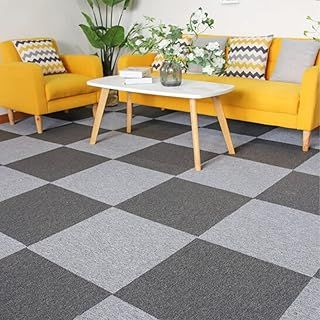 Carpet Tiles Clearance 50x50cm, 20PCS Commercial Carpet Tiles Adhesive Heavy Duty Square Floor Tiles Freely Splice Carpeting with PVC Backing for Home Bedroom Retail Office - Dark Grey