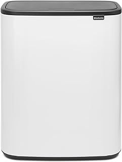 Brabantia Bo Touch Bin - 60L Inner Bucket (White) Large Waste Kitchen Bin - Soft-touch