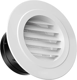 Hon&Guan 100mm Round Louvred Air Vents for Wall Ceiling, 4 Inch Extractor Vent Cover Grille with Flyscreen Mesh Shed Vent Duct Vent Tumble Dryer Vent Cover External