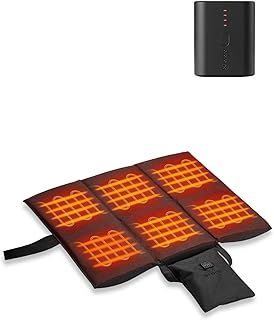 ORORO Heated Seat Cushion with Battery Pack, Foldable USB Heated Seat Cover Pads for Office Chair, Stadium and Camping - Charger Not Included (Black)