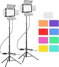 Upgraded 2 Packs LED Video Light, EMART Dimmable Studio Lights With Barndoor and 9 Color Filters, 5500K 66 LED Photography Lighting for Table Top Photo Streaming Shooting
