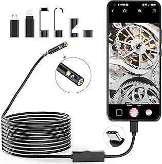 Lightswim 1920P Dual Lens Endoscope Snake Inspection Camera, Type C Borescope, Scope Camera with 8 LED Lights for Android and iOS Smartphone, iPhone, iPad, Samsung (16.5 FT/5M)