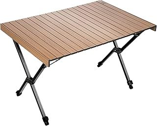 TIMBER RIDGE Folding Camping Table Fold up Aluminum Foldable Portable, 108x71cm Roll up Picnic Table Support 100kg 4ft Height Adjustable 4-6 Person For Garden Outdoor BBQ Backyard, Brown