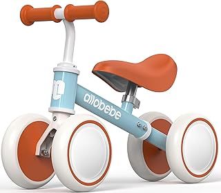 allobebe Baby Balance Bike for 1-2 Year Old, toys for 12-24 Months girls, pink 4 wheel Adjustable Soft Seat Balance Bike