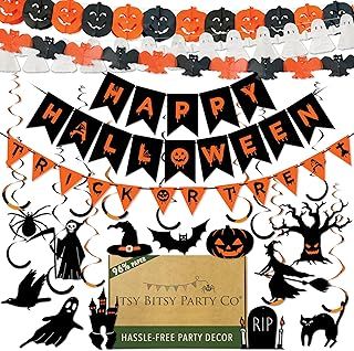 Premium Reusable Party Decorations - Halloween Garland, Happy Halloween Banner, Trick or Treat Sign, Spooky Hanging Decorations