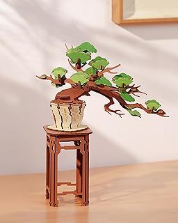 Rolife 3D Puzzle Sakura and Evergreen Pine Bonsai Wooden Puzzle Model Kits for Adults to Build Home Decoration Creative Gifts for Adults and Kids (Evergreen Pine)