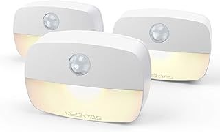 3 Packs Motion Sensor Night Light, Motion Sensor Lights Indoor, Battery Operated LED Stairs Lights with Adhesive Pads, for Cupboard, Wardrobe, Shelf, Stairs, Toilet Light - Warm White