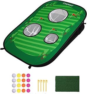 CLISPEED Golf Chipping Game Pop up Golf Chipping Game Set, Includes 16 Training Balls, 1 Hitting Mat and 4 Stakes for Adults Kids Summer Backyard Lawn Outdoor Activities