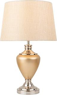 Hepburn Large Ceramic Table Lamp with Matching Shade - Champagne Gold & Satin Silver Finish