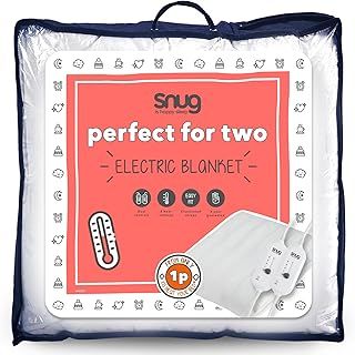 Snug Snuggle Up Perfect for Two Electric Blanket King - Heated Electric Underblanket with Dual Control One for Each Half, 3 Heat Settings, Overheat Protection and Fitted Straps - King
