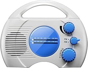 Shower Radio, SY-910 Mini Portable AM FM Hanging Wireless Shower Radio, Waterproof Battery Operated Radio uilt In Speaker Audio for Home, Beach, Hot Tub, Bathroom, Outdoor(size:15 x 5.5 x 12.5cm)