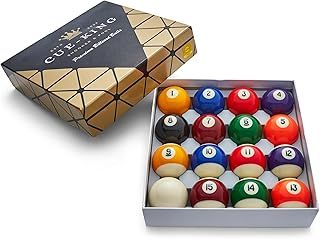 Cue-King Pool Balls, Grade AA, 2-1/4” Regulation Size, Pool Table Balls, Pool Ball Set, Premium Pool Balls, Spots and Stripes Pool Balls