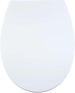 Premium Thermoplastic Toilet Seat - Soft Close - Hard-Wearing Seat with One Button Hinge Release - Click, Lift & Clean Technology - Top and Bottom Fittings (White - Oval Shaped)