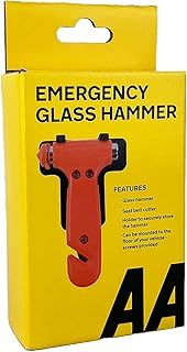 AA Emergency Car Window/Glass Hammer Seatbelt Cutter Rescue Tool AA6240 - Essential For Quick Vehicle Escape – With Mounting Screws And Bracket, Red