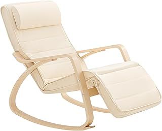 SoBuy NEW! Comfortable Relax Rocking Chair Lounge Chair Recliner with Footrest Design (FST16-W)