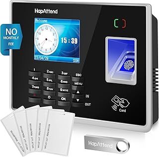 Fingerprint Time Clocks - H2 Clocking in Machine for Employees Small Business Automatic Calculate Hours, Standalone Card Scanner Attendance Machine with 5 RFID Cards (0 Monthly Fees)