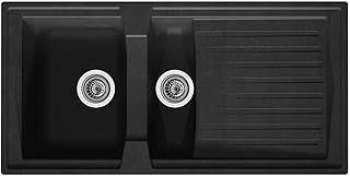 Liquida AR15BL 1.5 Bowl Composite Reversible Inset Black Kitchen Sink with Waste