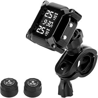 Jansite Motorcycle TPMS Wireles Tire Pressure Monitoring System with 2 External Sensors LCD Display Auto Alarm System Anti-off & Waterproof Waterproof