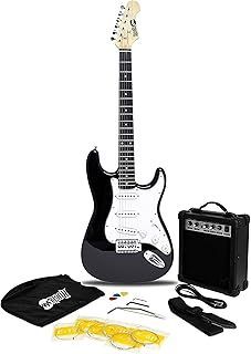 RockJam Full Size Electric Guitar Kit with 10-Watt Guitar Amp, Lessons, Strap, Gig Bag, Picks, Whammy, Lead and Spare Strings - Black