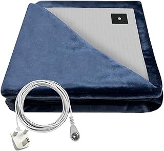 Grounding Blanket/Earthing Bed Sheet in 2 Usage Ways, 55 * 80 inch, Grounded Throw Kit with UK Cord, Improve Sleeping Grounding Sheet (Dark Blue)