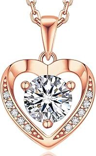 MomentWish Moissanite Necklace Heart, 1 Carat Moissanite Diamond Necklace for Women Hypoallergenic 925 Silver Jewellery Anniversary Birthday Gifts for Women Girlfriend Wife