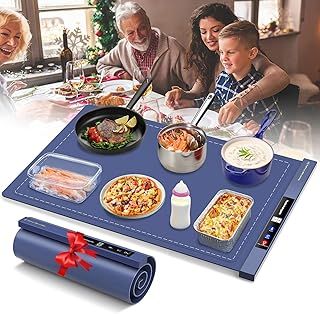 Food Warming Mat - Portable Food Warmer Buffet Server, Warming Tray with 8 Timers & 6 Temperature Settings, Hot Plates for Keeping Food Warm for Buffet, Parties, Holidays, and Family Dinners