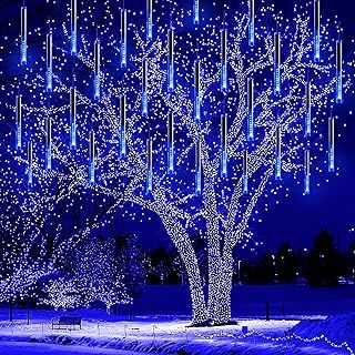 Kwaiffeo Christmas Lights Outdoor Decorations, 10 Tube 240LED Meteor Shower Lights,Waterproof & Expandable Snowfall Icicle Cascading String Lights for Xmas Festival Party Holiday Wedding Decor，Blue