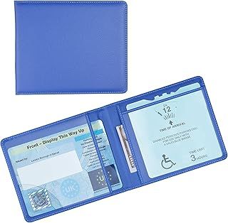 OFFCUP Disabled Badge and Timer Holder, PU Leather Disabled Badge Holder Wallet Protector, Blue Badge Timer Holder ProtectorHologram Safe Disabled Badge Holder (Dark Blue)