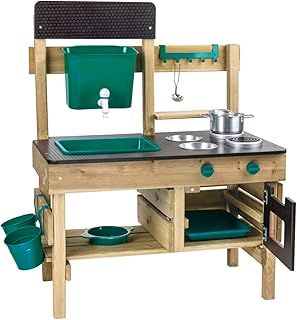 Hape Nature Fun Outdoor Play Kitchen with Many Accessories Made of Wood and Vegetable Plastic, Mud kitchen from 3 Years