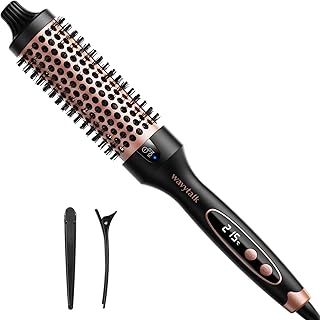 Wavytalk Thermal Brush, Blowout Boost Ionic Heated Hot Round Brush, To Make Hair Smoother & Shinier, Easy to Use & Less Damage, 38mm Barrel, 5 Temperature Settings, Dual Voltage, UK Plug, Rose Gold