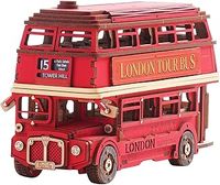 Rolife 3D Puzzle - London Tour Bus Wooden Puzzles for Adults DIY Model Kits, Creative Craft Construction Kits for Adults, Aesthetic Home Decor Gifts for Women & Men