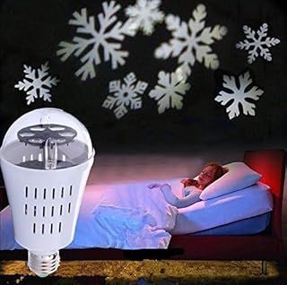 fdsmall Snowflake Auto Rotating LED Lights Christmas LED Lamp E27 Base 4W Crystal Ball Stage Light Moving LED Lamp for Birthday Holiday Wedding Party Christmas Decoration (01)