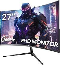 CRUA 27 Inch Curved Gaming Monitor,Full HD(1920x1080P) VA Panel 1800R 165/200Hz Refresh Rate Computer Monitor with Blue Light Filter,for Gaming & Office(DP,HDMI) - Wall Mountable, Black